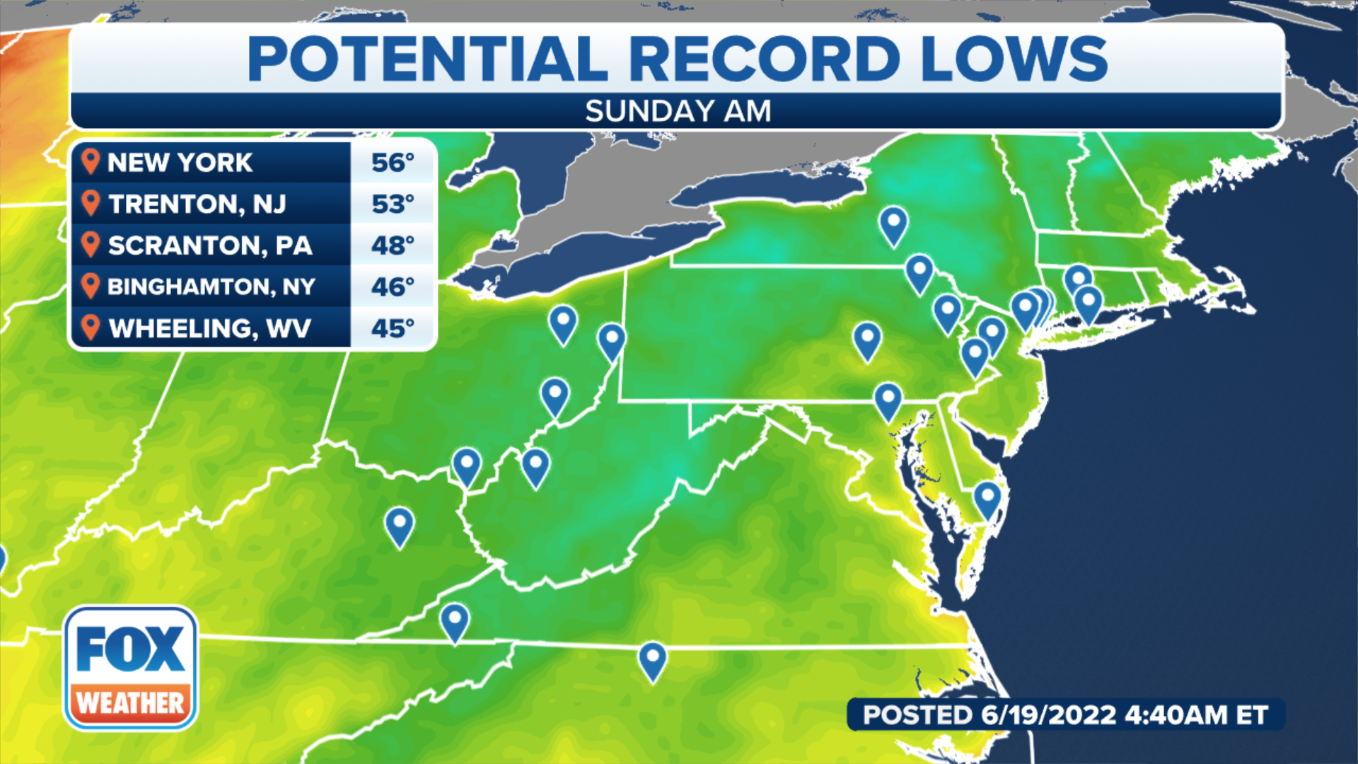 Spring’s last grip Northeast sees recordlow temperatures Sunday morning Fox Weather